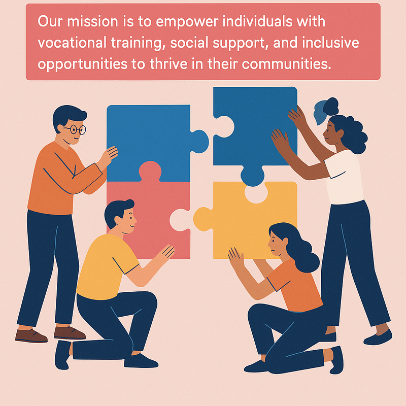 Our mission is to empower individuals with vocational training, social support, and inclusive opportunities to thrive in their communities.